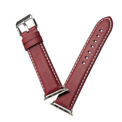 Denior Environmental Luxury Car Watch Leather Watch Band for Apple Watch Series 10 42mm / 9&8&7 41mm / SE 3&SE 2&6&SE&5&4 40mm / 3&2&1 38mm(Dark Red) - Watch Bands by Denior | Online Shopping UK | buy2fix