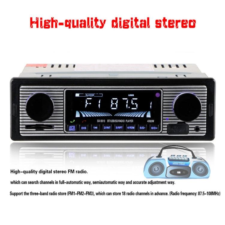 SX-5513 Car Stereo Radio MP3 Audio Player Support Bluetooth Hand-free Calling / FM / USB / SD (Not Included Any Memory Card) - Car MP3 & MP4 & MP5 by buy2fix | Online Shopping UK | buy2fix