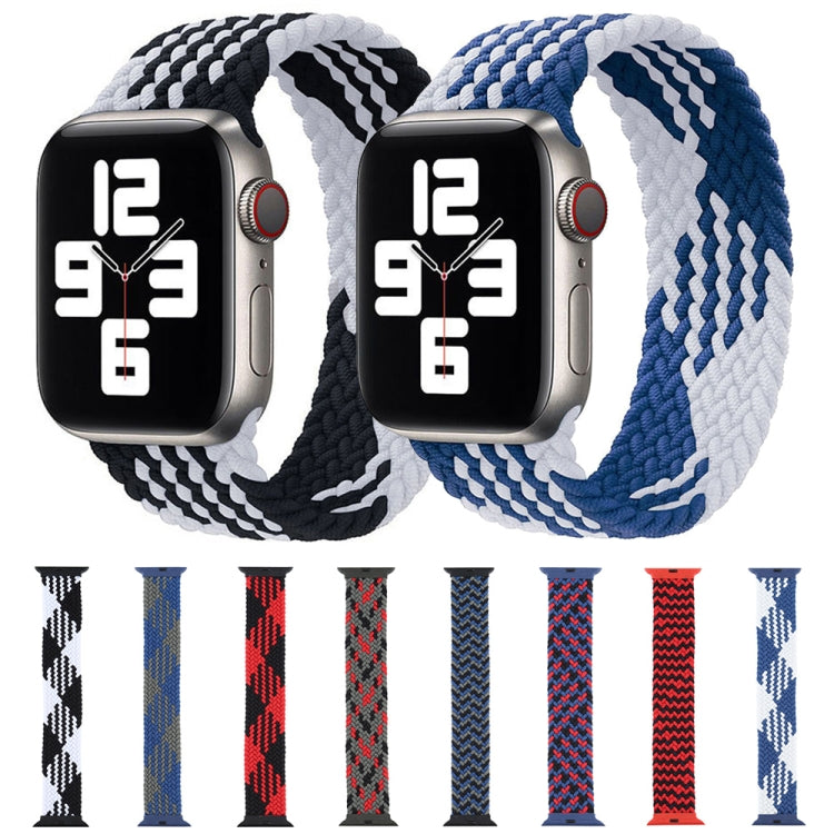 Plastic Buckle Mixed Color Nylon Braided Single Loop Watch Band For Apple Watch Ultra 49mm&Watch Ultra 2 49mm / Series 9&8&7 45mm / SE 3&SE 2&6&SE&5&4 44mm / 3&2&1 42mm, Size:L(Ripple Black Red) - Watch Bands by buy2fix | Online Shopping UK | buy2fix