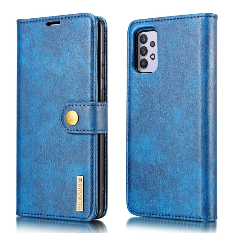 For Samsung Galaxy A32 5G DG.MING Crazy Horse Texture Flip Detachable Magnetic Leather Case with Holder & Card Slots & Wallet(Blue) - Galaxy Phone Cases by DG.MING | Online Shopping UK | buy2fix