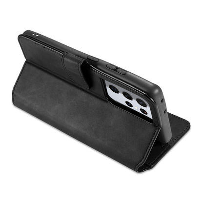 For Samsung Galaxy S21 Ultra 5G DG.MING Retro Oil Side Horizontal Flip Case with Holder & Card Slots & Wallet(Black) - Galaxy S21 5G Cases by DG.MING | Online Shopping UK | buy2fix