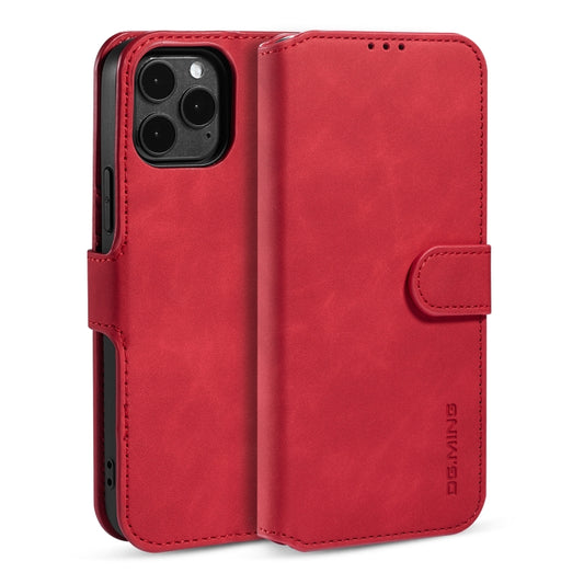 For iPhone 12 / 12 Pro DG.MING Retro Oil Side Horizontal Flip Case with Holder & Card Slots & Wallet(Red) - iPhone 12 / 12 Pro Cases by DG.MING | Online Shopping UK | buy2fix