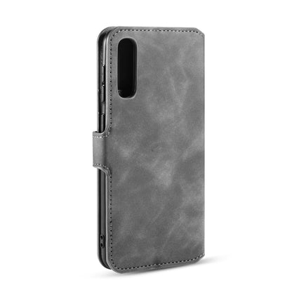 For Galaxy A30s / A50s DG.MING Retro Oil Side Horizontal Flip Case with Holder & Card Slots & Wallet(Grey) - Galaxy Phone Cases by DG.MING | Online Shopping UK | buy2fix