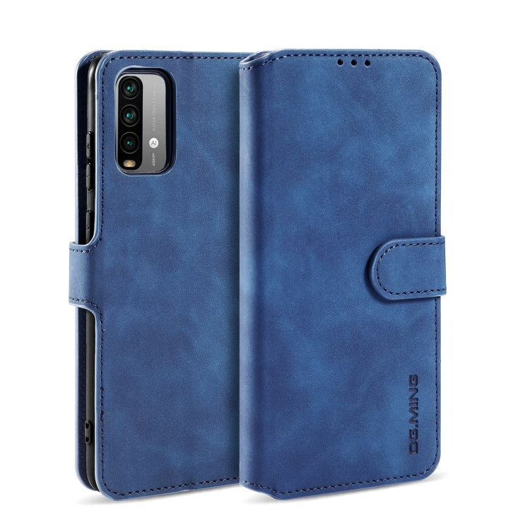 For Xiaomi Redmi Note 9 4G DG.MING Retro Oil Side Horizontal Flip Leather Case with Holder & Card Slots & Wallet(Blue) - Xiaomi Cases by DG.MING | Online Shopping UK | buy2fix