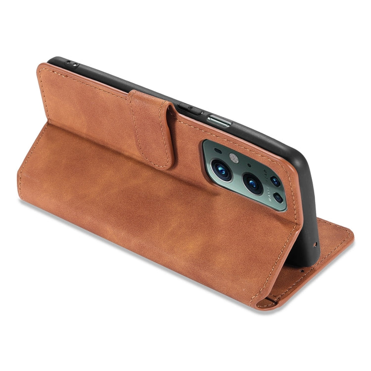 For OnePlus 9 Pro DG.MING Retro Oil Side Horizontal Flip Leather Case with Holder & Card Slots & Wallet(Brown) - OnePlus Cases by DG.MING | Online Shopping UK | buy2fix