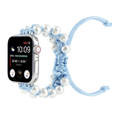 Umbrella Rope Bead Nylon Watch Band For Apple Watch Ultra 49mm&Watch Ultra 2 49mm / Series 9&8&7 45mm / SE 3&SE 2&6&SE&5&4 44mm / 3&2&1 42mm(Light Blue) - Watch Bands by buy2fix | Online Shopping UK | buy2fix