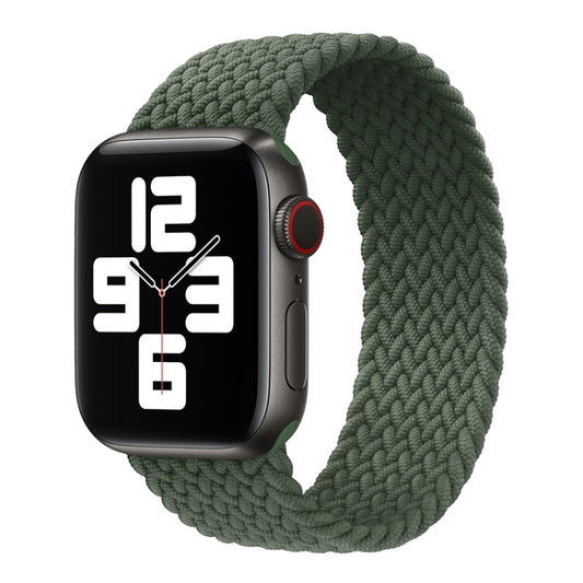 Metal Head Braided Nylon Solid Color Watch Band For Apple Watch Ultra 49mm&Watch Ultra 2 49mm / Series 9&8&7 45mm / SE 3&SE 2&6&SE&5&4 44mm / 3&2&1 42mm, Size:S 145mm(Dark Olive Green) - Watch Bands by buy2fix | Online Shopping UK | buy2fix