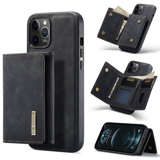 For iPhone 12 / 12 Pro DG.MING M1 Series 3-Fold Multi Card Wallet + Magnetic Back Cover Shockproof Case with Holder Function(Black) - iPhone 12 / 12 Pro Cases by DG.MING | Online Shopping UK | buy2fix