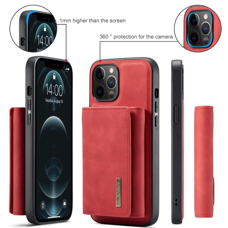 For iPhone 12 Pro Max DG.MING M1 Series 3-Fold Multi Card Wallet + Magnetic Back Cover Shockproof Case with Holder Function(Red) - iPhone 12 Pro Max Cases by DG.MING | Online Shopping UK | buy2fix