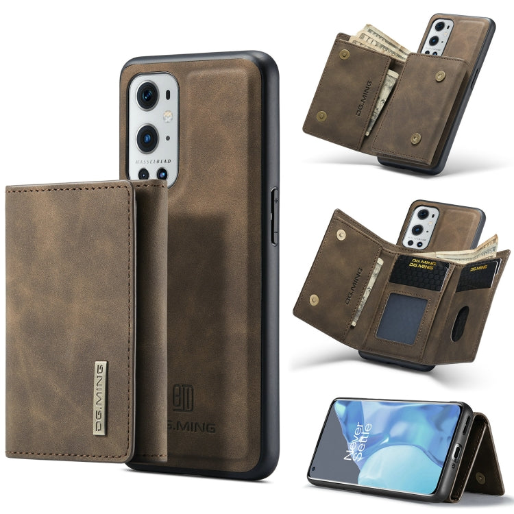 For OnePlus 9 Pro DG.MING M1 Series 3-Fold Multi Card Wallet  Back Cover Shockproof Case with Holder Function(Coffee) -  by DG.MING | Online Shopping UK | buy2fix