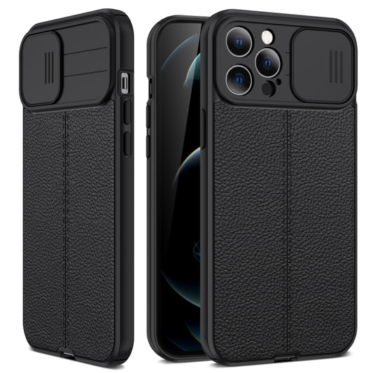 For iPhone 11 Pro Max Litchi Texture Sliding Camshield TPU Protective Case (Black) - iPhone 11 Pro Max Cases by buy2fix | Online Shopping UK | buy2fix