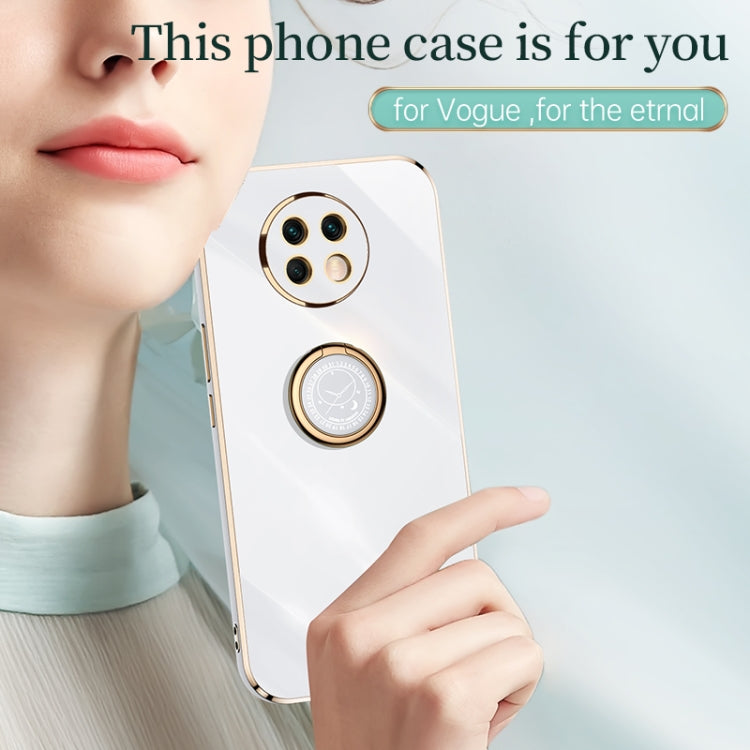 For Xiaomi Redmi Note 9 5G XINLI Straight 6D Plating Gold Edge TPU Shockproof Case with Ring Holder(Mint Green) - Xiaomi Cases by XINLI | Online Shopping UK | buy2fix
