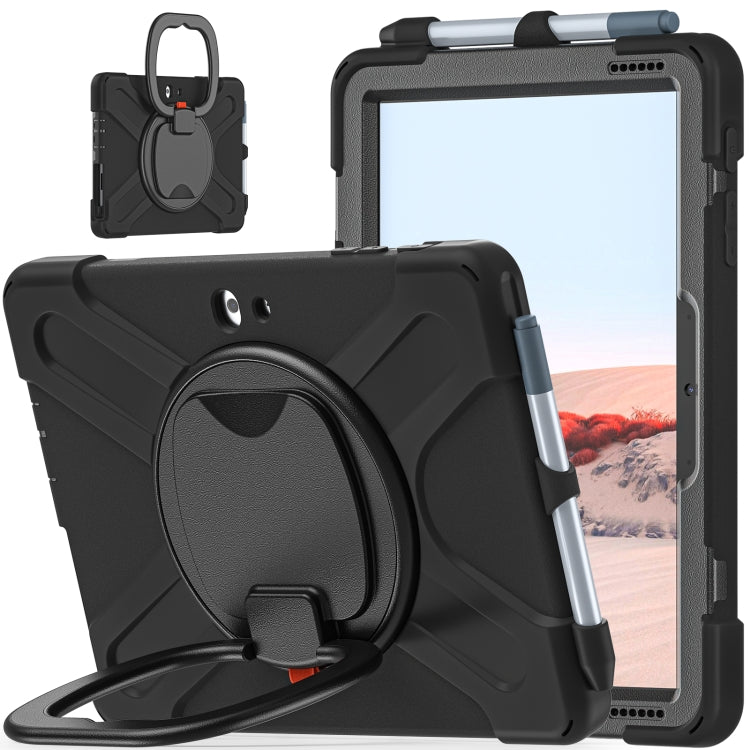 For Microsoft Surface Go 3 / 2 / 1 Silicone + PC Protective Case with Holder & Shoulder Strap(Black) - Others by buy2fix | Online Shopping UK | buy2fix