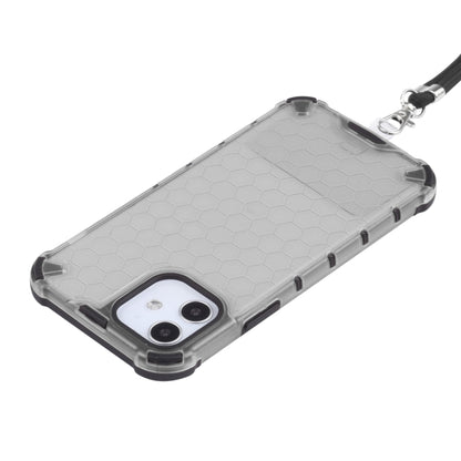 For iPhone 12 / 12 Pro Shockproof Honeycomb PC + TPU Case with Neck Lanyard(Grey) - iPhone 12 / 12 Pro Cases by buy2fix | Online Shopping UK | buy2fix