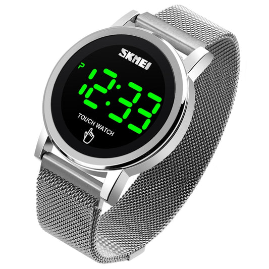 SKMEI 1668 Round Dial LED Digital Display Electronic Watch with Touch Luminous Button(Silver) - LED Digital Watches by SKMEI | Online Shopping UK | buy2fix