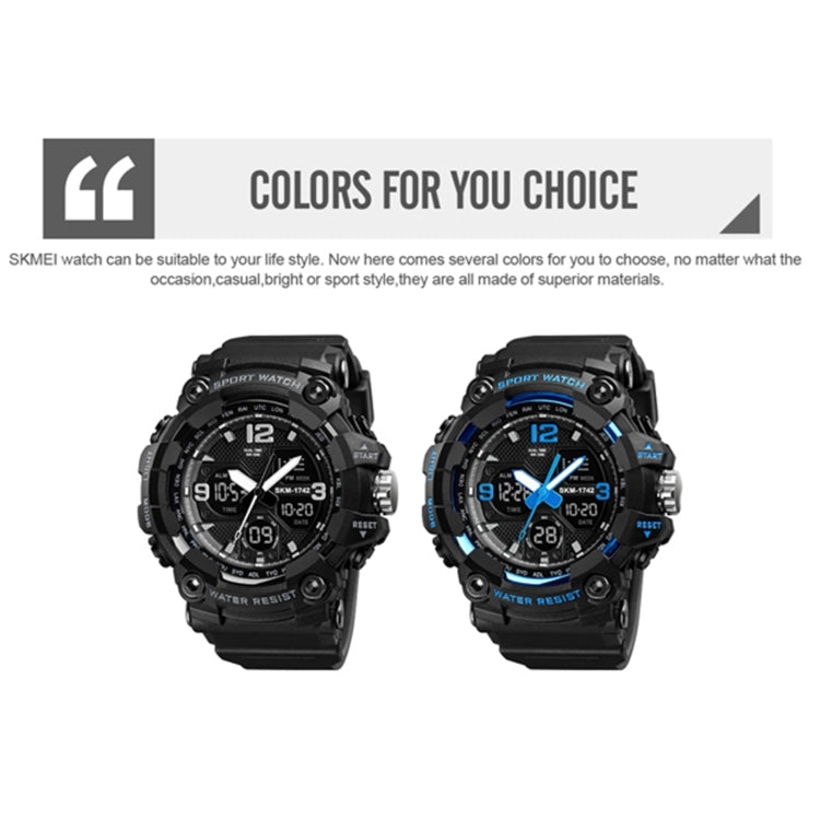 SKMEI 1742 Four-screen LED Digital Display Luminous Sports Shockproof Electronic Watch for Men(Blue) - Leather Strap Watches by SKMEI | Online Shopping UK | buy2fix