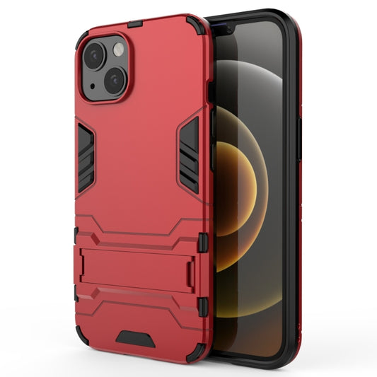 For iPhone 13 PC + TPU Shockproof Protective Case with Invisible Holder(Red) - iPhone 13 Cases by buy2fix | Online Shopping UK | buy2fix