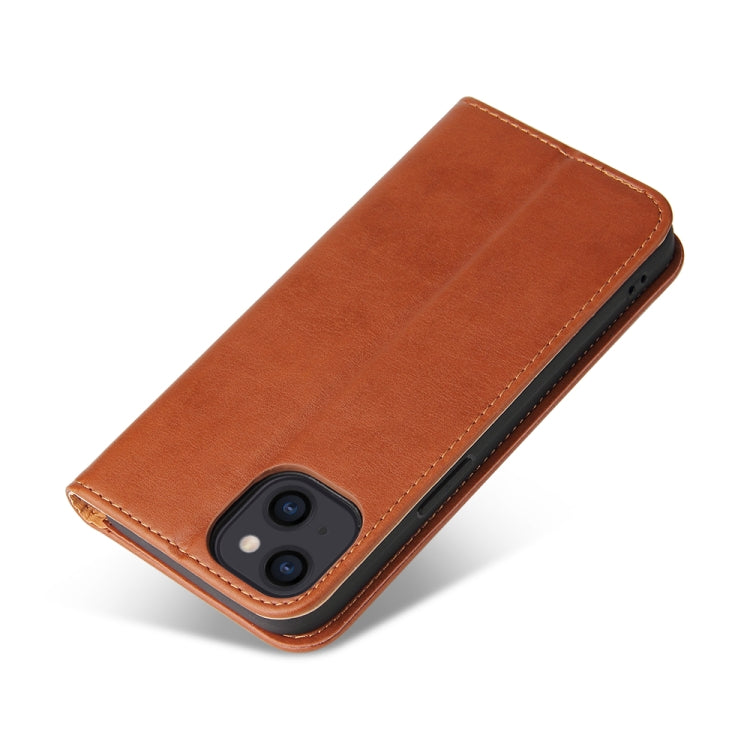 For iPhone 13 Fierre Shann PU Leather Texture Horizontal Flip Leather Case with Holder & Card Slots & Wallet(Brown) - iPhone 13 Cases by FIERRE SHANN | Online Shopping UK | buy2fix