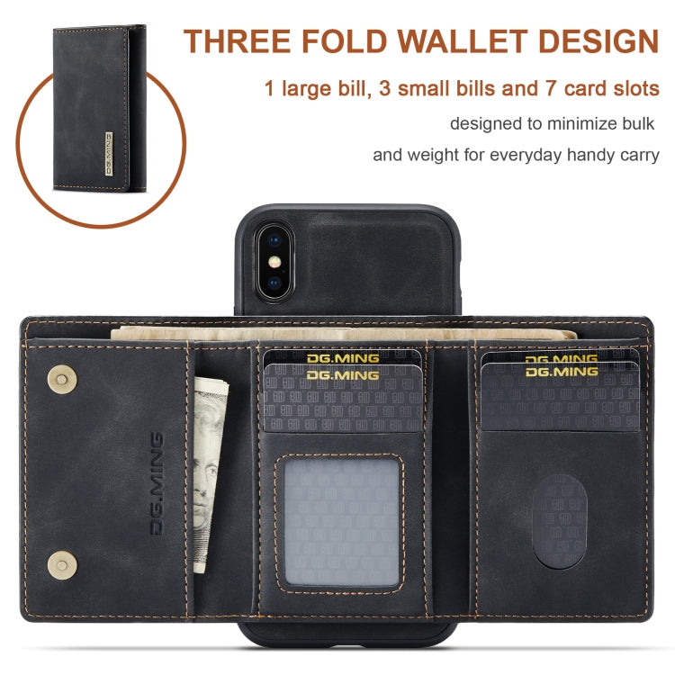 DG.MING M1 Series 3-Fold Multi Card Wallet  Back Cover Shockproof Case with Holder Function For iPhone XS Max(Black) -  by DG.MING | Online Shopping UK | buy2fix