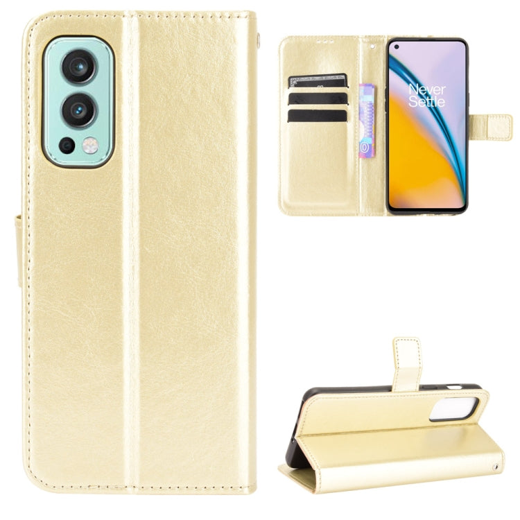 For OnePlus Nord 2 5G Crazy Horse Texture Horizontal Flip Leather Case with Holder & Card Slots & Lanyard(Gold) - OnePlus Cases by buy2fix | Online Shopping UK | buy2fix