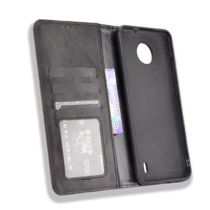 For Nokia C10 / C20 Magnetic Buckle Retro Crazy Horse Texture Horizontal Flip Leather Case with Holder & Card Slots & Photo Frame(Black) - Nokia Cases by buy2fix | Online Shopping UK | buy2fix