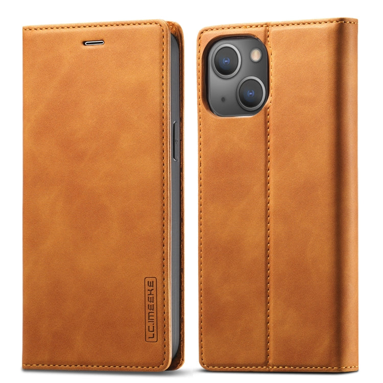 For iPhone 13 LC.IMEEKE Strong Magnetic PU + Matte TPU Horizontal Flip Leather Case with Holder & Card Slots & Wallet(Brown) - iPhone 13 Cases by LC.IMEEKE | Online Shopping UK | buy2fix