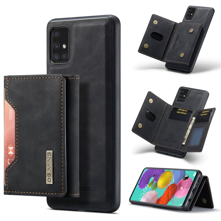 For Samsung Galaxy A51 DG.MING M2 Series 3-Fold Multi Card Bag Back Cover Shockproof Case with Wallet & Holder Function(Black) - Galaxy Phone Cases by DG.MING | Online Shopping UK | buy2fix