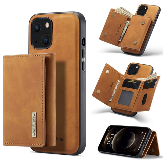 For iPhone 13 DG.MING M1 Series 3-Fold Multi Card Wallet Shockproof Case with Holder Function (Brown) - iPhone 13 Cases by DG.MING | Online Shopping UK | buy2fix