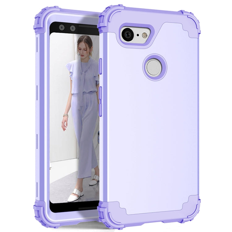 For Google Pixel 3 3 in 1 Shockproof PC + Silicone Protective Case(Purple) - Google Cases by buy2fix | Online Shopping UK | buy2fix