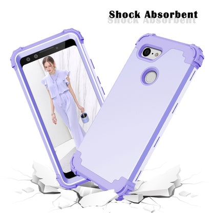 For Google Pixel 3 3 in 1 Shockproof PC + Silicone Protective Case(Purple) - Google Cases by buy2fix | Online Shopping UK | buy2fix