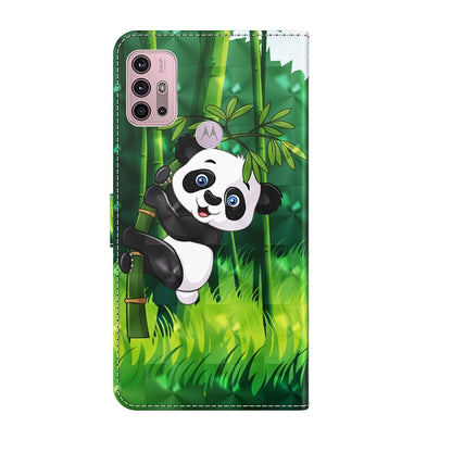 For Motorola Moto G30/G10/G20 3D Painting Pattern Horizontal Flip TPU + PU Leather Case with Holder & Card Slots & Wallet(Panda Climbing Bamboo) - Motorola Cases by buy2fix | Online Shopping UK | buy2fix