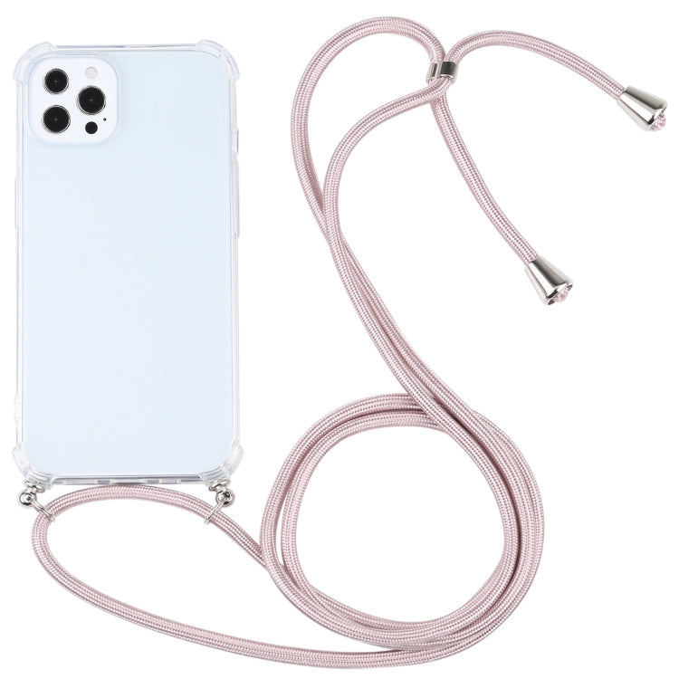 For iPhone 13 Pro Max Four-corner Shockproof Transparent TPU Protective Case with Lanyard (Light Pink) - iPhone 13 Pro Max Cases by buy2fix | Online Shopping UK | buy2fix