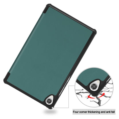 For Lenovo Tab M8 3rd Gen Custer Texture Horizontal Flip Leather Case with Three-folding Holder(Dark Green) - Lenovo by buy2fix | Online Shopping UK | buy2fix