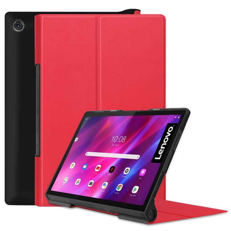 For Lenovo Yoga Tab 11 / YT-J706X Custer Texture Horizontal Flip PU Leather Case with Holder & Sleep / Wake-up Function(Red) - Lenovo by buy2fix | Online Shopping UK | buy2fix
