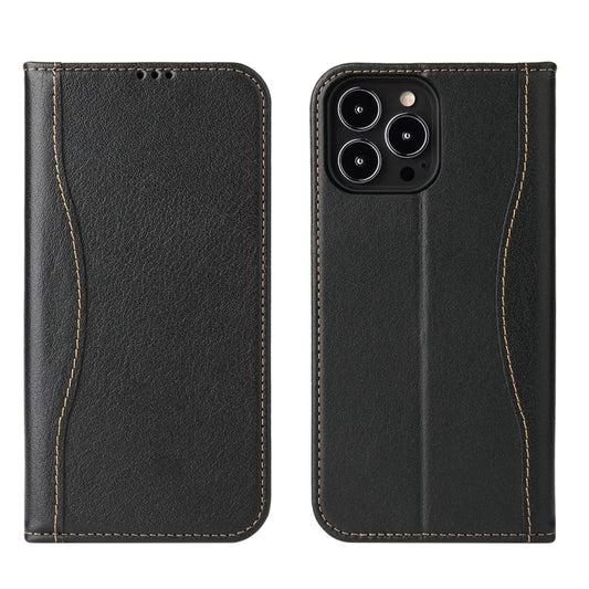 For iPhone 13 Pro Max Genuine Leather Horizontal Flip Leather Case with Holder & Card Slots & Wallet (Black) - iPhone 13 Pro Max Cases by buy2fix | Online Shopping UK | buy2fix
