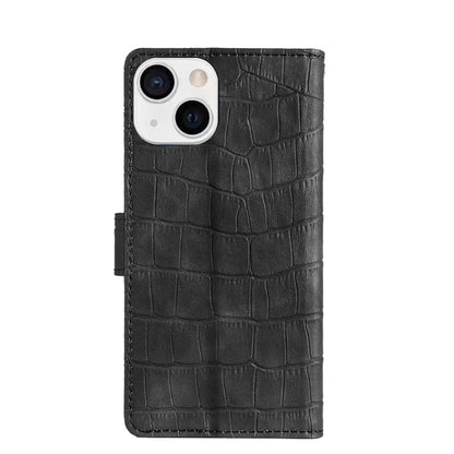 For iPhone 13 Skin Feel Crocodile Texture Magnetic Clasp Horizontal Flip PU Leather Case with Holder & Card Slots & Wallet(Black) - iPhone 13 Cases by buy2fix | Online Shopping UK | buy2fix