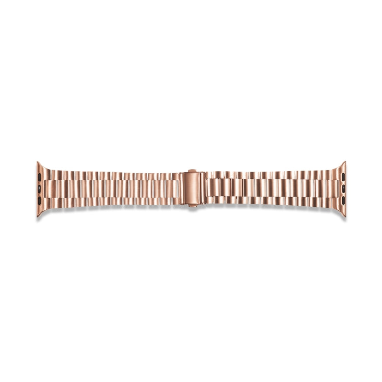 Ultra-thin Three-bead Metal Strap Watch Band For Apple Watch Ultra 49mm&Watch Ultra 2 49mm / Series 9&8&7 45mm / SE 3&SE 2&6&SE&5&4 44mm / 3&2&1 42mm(Rose Gold) - Watch Bands by buy2fix | Online Shopping UK | buy2fix