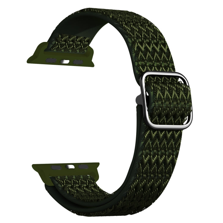 Adjustable Rhombic Texture Elastic Watch Band For Apple Watch Ultra 49mm&Watch Ultra 2 49mm / Series 9&8&7 45mm / SE 3&SE 2&6&SE&5&4 44mm / 3&2&1 42mm(Green) - Watch Bands by buy2fix | Online Shopping UK | buy2fix