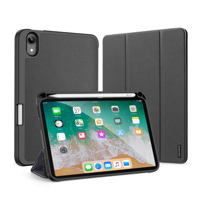 For iPad mini 7 / mini 6 DUX DUCIS Domo Series Horizontal Flip Magnetic TPU + PU Leather Tablet Case with Three-folding Holder & Pen Slot(Black) - iPad mini 6 Cases by DUX DUCIS | Online Shopping UK | buy2fix