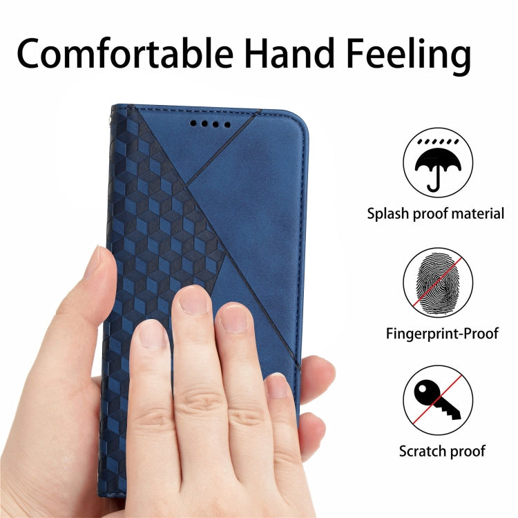 For iPhone XR Diamond Pattern Splicing Skin Feel Magnetic Horizontal Flip Leather Case with Card Slots & Holder & Wallet(Blue) - More iPhone Cases by buy2fix | Online Shopping UK | buy2fix