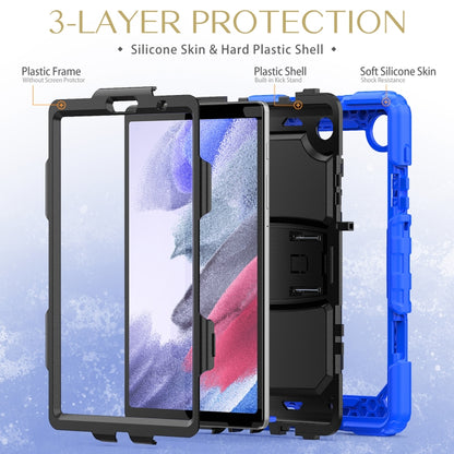 Shockproof Colorful Silica Gel + PC Protective Case with Holder & Shoulder Strap For Samsung Galaxy A7 Lite T220 / T225(Dark Blue) - Tab A7 Lite T220 / T225 by buy2fix | Online Shopping UK | buy2fix