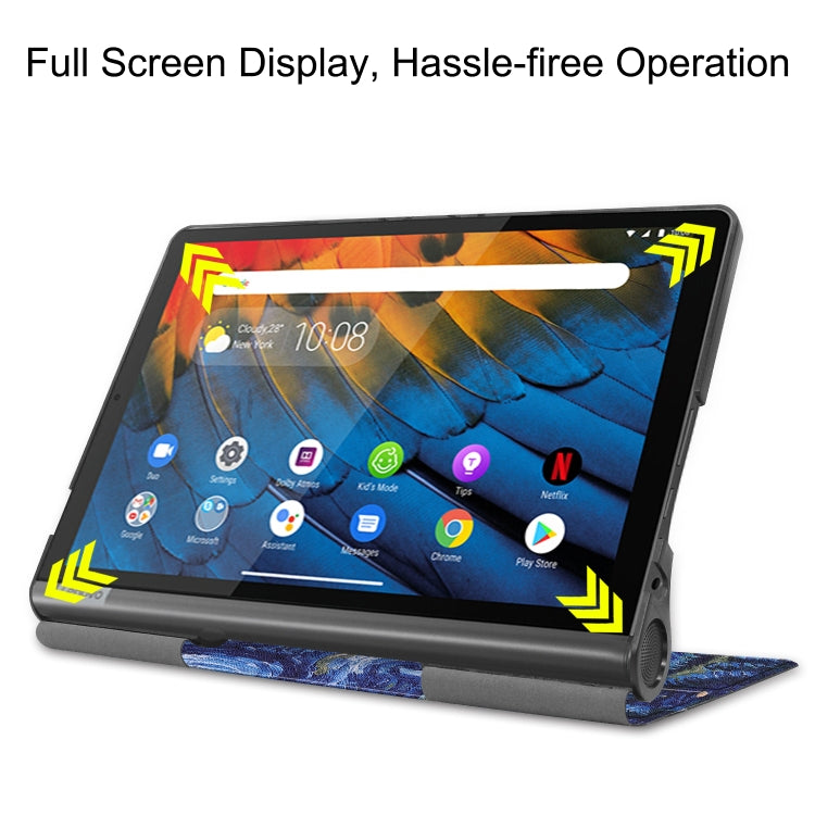 For Lenovo Yoga Smart Tab Color Drawing Pattern Horizontal Flip Leather Case with Two-folding Holder(Starry Sky) - Lenovo by buy2fix | Online Shopping UK | buy2fix