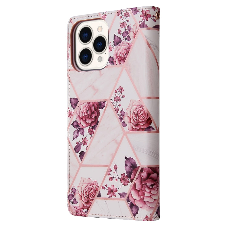 For iPhone 13 Pro Marble Bronzing Stitching Horizontal Flip PU Leather Case with Holder & Card Slots & Wallet & Photo Frame (Rose Gold) - iPhone 13 Pro Cases by buy2fix | Online Shopping UK | buy2fix