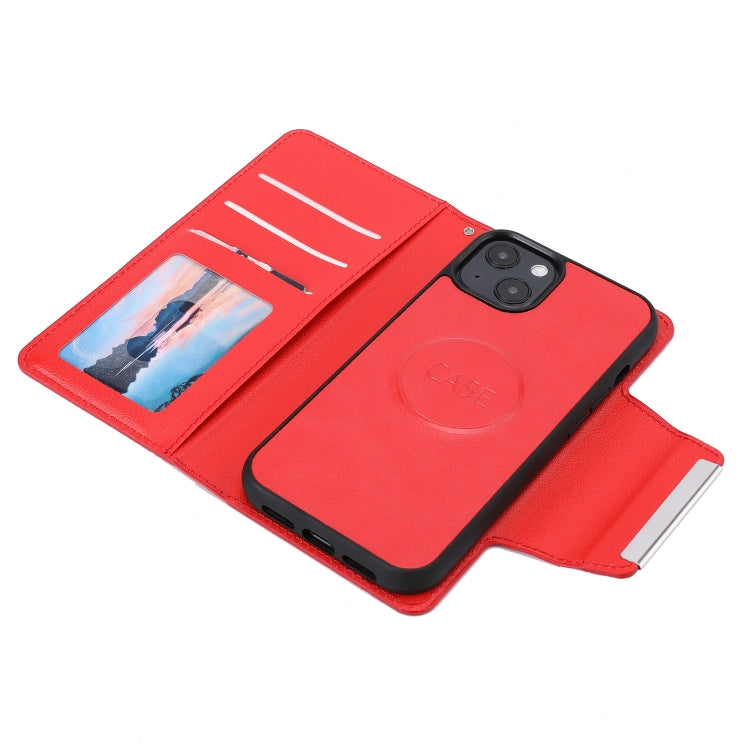 For iPhone 13 Ultra-thin Separable Magnetic Horizontal Flip Leather Case with Card Slot & Wallet(Red) - iPhone 13 Cases by buy2fix | Online Shopping UK | buy2fix