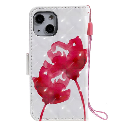 For iPhone 13 mini 3D Painted Pattern Horizontal Flip Leather Case with Holder & Card Slots & Wallet (Red Rose) - iPhone 13 mini Cases by buy2fix | Online Shopping UK | buy2fix