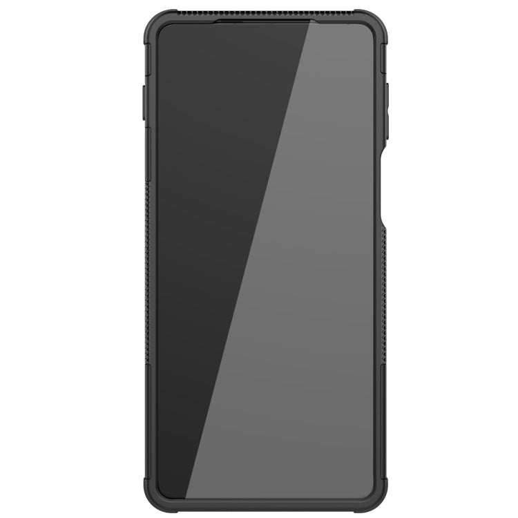 For Motorola Edge 20 Pro Tire Texture Shockproof TPU+PC Protective Case with Holder(Black) - Motorola Cases by buy2fix | Online Shopping UK | buy2fix