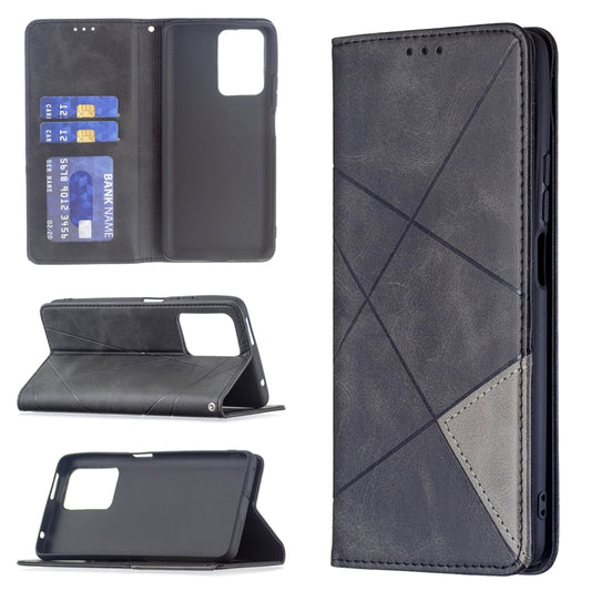 For Xiaomi Mi 11T Rhombus Texture Horizontal Flip Magnetic Leather Case with Holder & Card Slots(Black) - Xiaomi Cases by buy2fix | Online Shopping UK | buy2fix