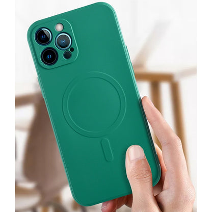 For iPhone 13 mini Liquid Silicone Full Coverage Shockproof Magsafe Case (Dark Green) - iPhone 13 mini Cases by buy2fix | Online Shopping UK | buy2fix