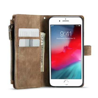 For iPhone SE 2022 / SE 2020 / 8 / 7 / 6 CaseMe-C30 PU + TPU Multifunctional Horizontal Flip Leather Case with Holder & Card Slot & Wallet & Zipper Pocke(Brown) - iPhone SE 2022 / 2020 / 8 / 7 Cases by CaseMe | Online Shopping UK | buy2fix