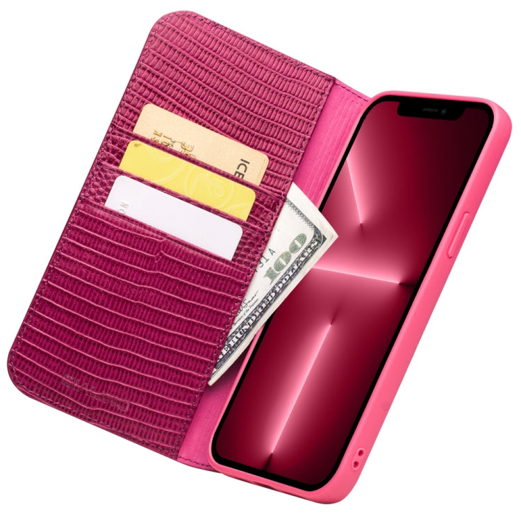 For iPhone 13 Pro Max QIALINO Small Crocodile Texture Horizontal Flip Leather Case with Holder & Card Slots & Wallet (Rose Red) - iPhone 13 Pro Max Cases by QIALINO | Online Shopping UK | buy2fix